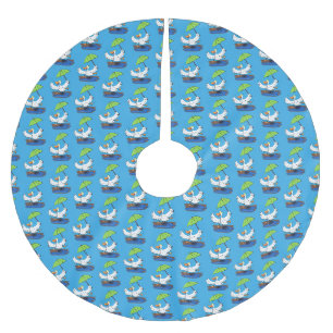 Jupon De Sapin En Polyester Brossé Canard drôle avec parapluie dessin animé dansant