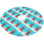 Jupon De Sapin En Polyester Brossé Caniche dans la neige avec cadeaux de Noël (Angle)