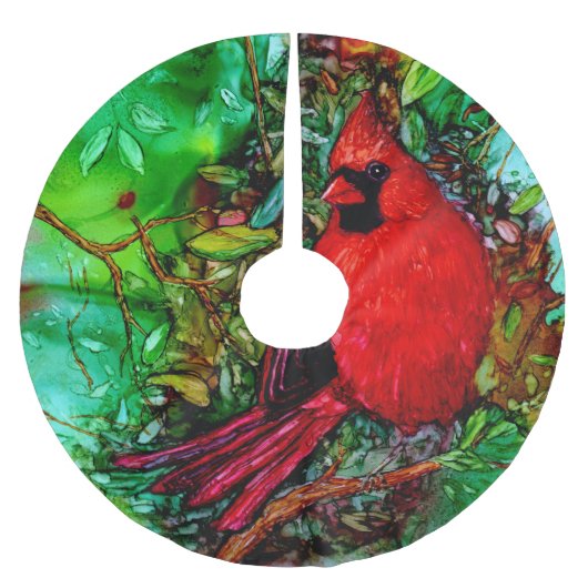 Jupon De Sapin En Polyester Brossé Cardinal dans l'arbre (Devant)