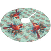 Jupon De Sapin En Polyester Brossé Cardinal on Pine Branch with Winter Berries (Angle)