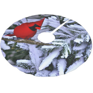 Jupon De Sapin En Polyester Brossé Cardinal rouge d'hiver