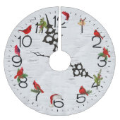 Jupon De Sapin En Polyester Brossé Cardinaux rouges sur la conception de bouleau (Devant)