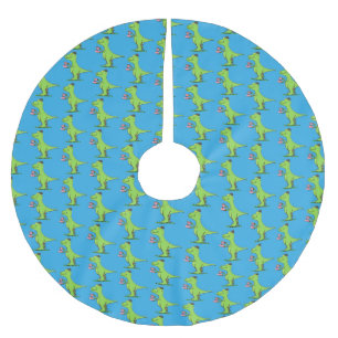 Jupon De Sapin En Polyester Brossé Caricature de dinosaure vert t rex