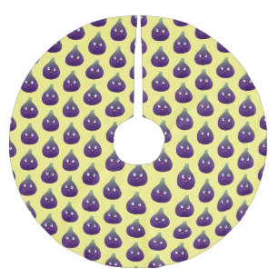 Jupon De Sapin En Polyester Brossé Caricature de fruits mauve joyeux aux figues