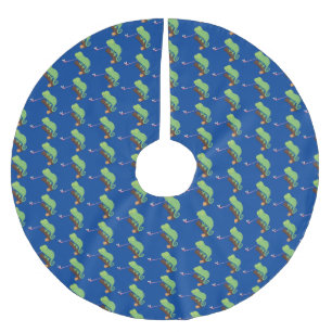 Jupon De Sapin En Polyester Brossé Caricature de lézard de caméléon vert joyeux