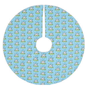 Jupon De Sapin En Polyester Brossé Caricature de moutons mignons amis et papillons