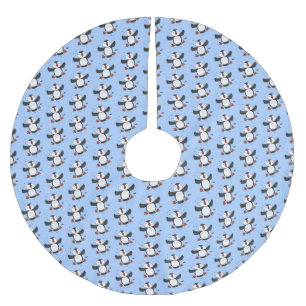 Jupon De Sapin En Polyester Brossé Caricature en bleu bouffin joyeux