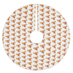 Jupon De Sapin En Polyester Brossé Caricature joli papillon orange