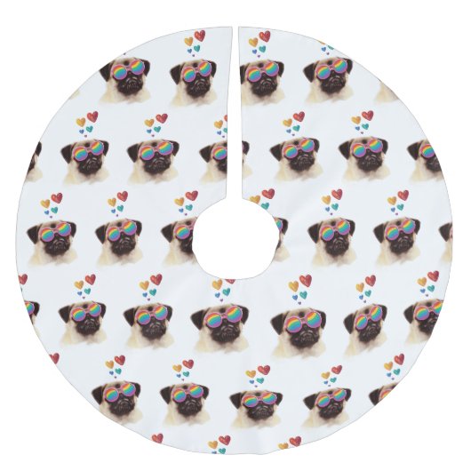 Jupon De Sapin En Polyester Brossé Carlin Chien avec Coeurs Saint-Valentin (Devant)