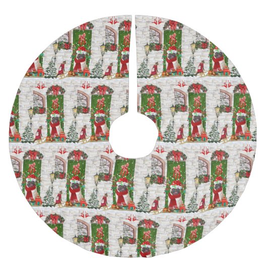 Jupon De Sapin En Polyester Brossé Carlin Chien Noël (Devant)