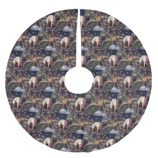 Jupon De Sapin En Polyester Brossé Carlin Noël Festive Saison (Devant)