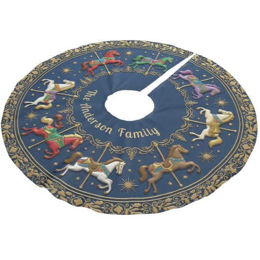 Jupon De Sapin En Polyester Brossé Carousel of Christmas Dreams (Angle)