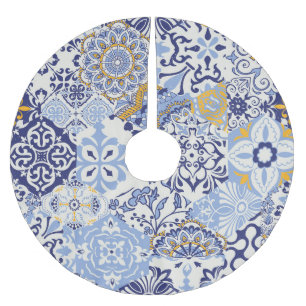 Jupon De Sapin En Polyester Brossé Carreaux azulejos colorés : motif dessiné à la mai