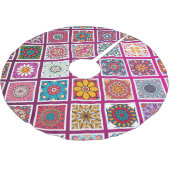 Jupon De Sapin En Polyester Brossé Carreaux de Mandala marocains (Angle)