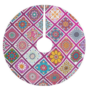 Jupon De Sapin En Polyester Brossé Carreaux de Mandala marocains