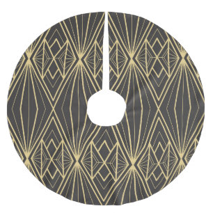 Jupon De Sapin En Polyester Brossé Carreaux géométriques vintages Motif d'or