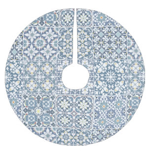 Jupon De Sapin En Polyester Brossé Carreaux Méditerranéens, Marocains, Majolique, Azu