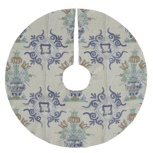Jupon De Sapin En Polyester Brossé Carrelage Delft Antique Pot de Fleur Céramique (Devant)
