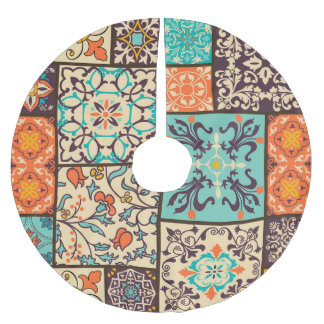 Jupon De Sapin En Polyester Brossé Carrelage en Patchwork coloré : Motifs de Majolica