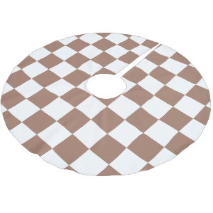 Jupon De Sapin En Polyester Brossé Carrés Checker mocha brun blanc géométrique rétro