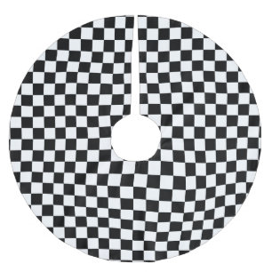 Jupon De Sapin En Polyester Brossé Carrés Checkered noirs et blancs