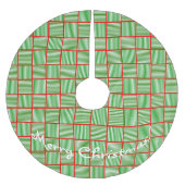 Jupon De Sapin En Polyester Brossé Carrés de Noël Vert n Rouge (Devant)