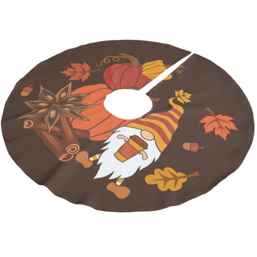 Jupon De Sapin En Polyester Brossé Carte Citrouille Gnome d'automne (Angle)