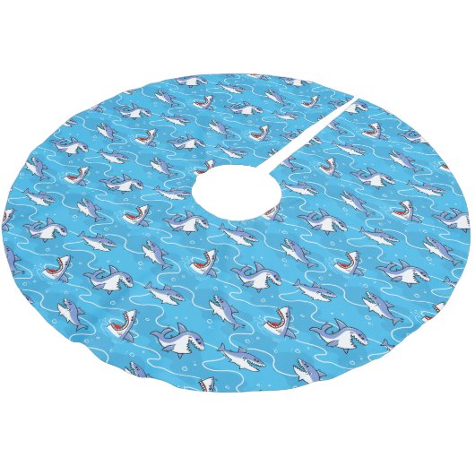 Jupon De Sapin En Polyester Brossé Cartoon Great White Sharks (Angle)