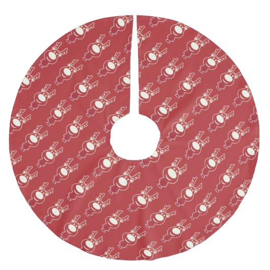 Jupon De Sapin En Polyester Brossé Cartoon Rudolph Motif Rouge (Devant)