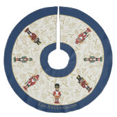 Jupon De Sapin En Polyester Brossé Casse-noisette Whimsical Noel Bleu et Beige (Devant)