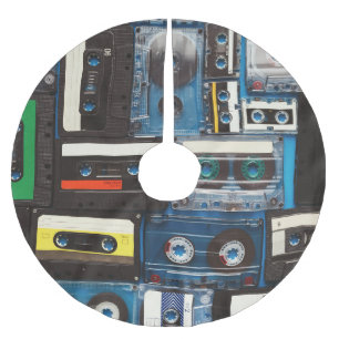 Jupon De Sapin En Polyester Brossé Cassettes rétro : Bleu Arrière - plan Vintage.