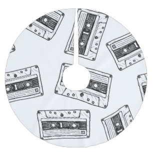 Jupon De Sapin En Polyester Brossé Cassettes vintages : Motif blanc gravé.