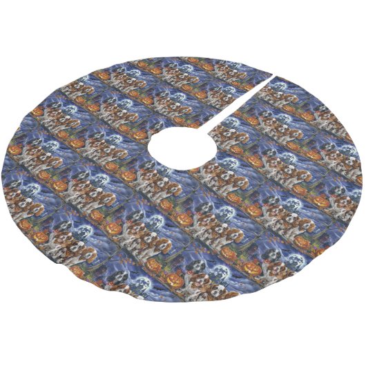 Jupon De Sapin En Polyester Brossé Cavalier King Charles Spaniel Halloween Éffrayant (Angle)