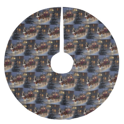 Jupon De Sapin En Polyester Brossé Cavalier King Charles Spaniel Noël Festive (Devant)