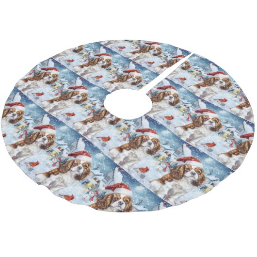 Jupon De Sapin En Polyester Brossé Cavalier King Winter Wonderland Noël Joie (Angle)