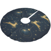 Jupon De Sapin En Polyester Brossé Celestial Reindeer and Golden Star Ornaments (Angle)
