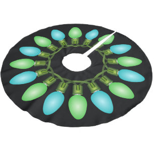 Jupon De Sapin En Polyester Brossé Cercle de lumières de Noël dans le bleu et le ve