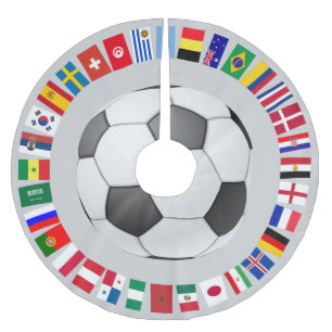 JUPON DE SAPIN EN POLYESTER BROSSÉ CERCLE DE SYMBOLE DE FOOTBALL DE SOCCER 2018