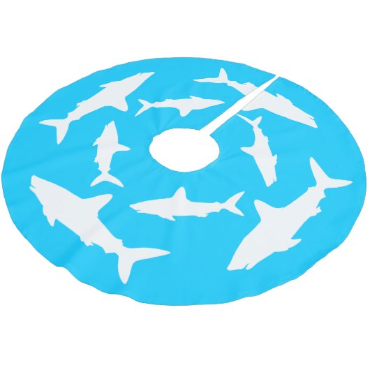 Jupon De Sapin En Polyester Brossé Cercler les requins blancs (Angle)