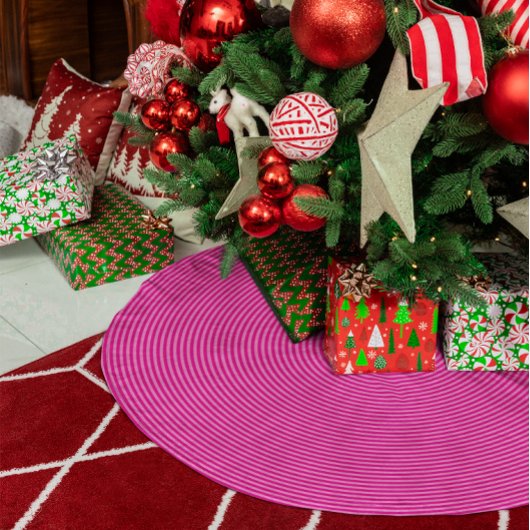 Jupon De Sapin En Polyester Brossé Cercles concentriques minces rose chaud