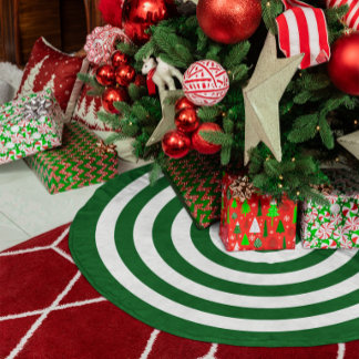 Jupon De Sapin En Polyester Brossé Cercles concentriques verts forestiers et blancs