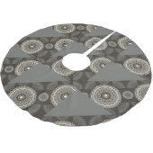 Jupon De Sapin En Polyester Brossé Cercles Gris Argent Abstrait (Angle)