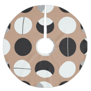 Jupon De Sapin En Polyester Brossé Cercles noirs, blancs, arrière - plans bruns.