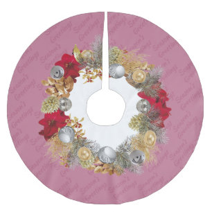 Jupon De Sapin En Polyester Brossé Cérémie de Noël rose
