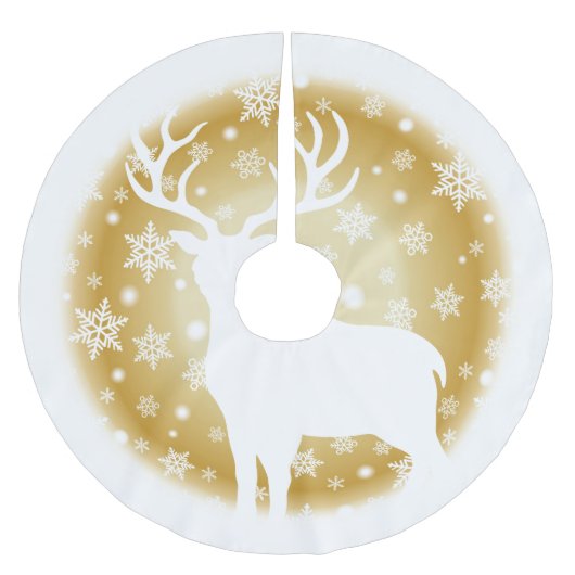 Jupon De Sapin En Polyester Brossé Cerf de Jupe d'Arbre de Vacances (Devant)