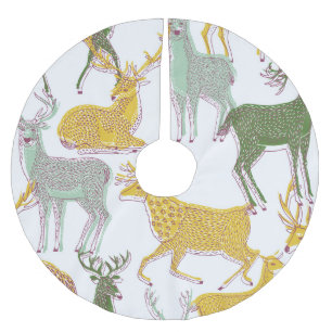 Jupon De Sapin En Polyester Brossé Cerfs géométriques : Illustration Motif traditionn