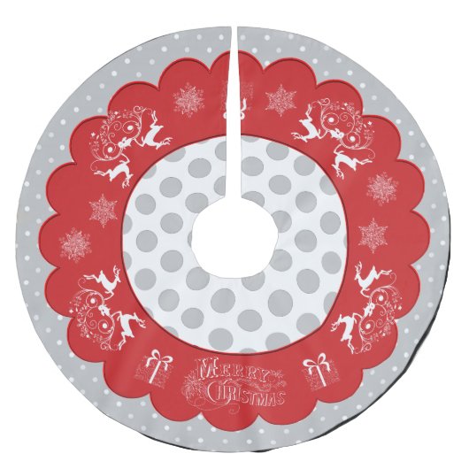 Jupon De Sapin En Polyester Brossé Chalkboard Noël Pois Jupe d'arbre (Devant)