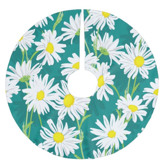 Jupon De Sapin En Polyester Brossé Chamomile Turquoise : Illustration Florale Sans Me (Devant)