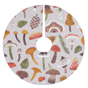 Jupon De Sapin En Polyester Brossé Champignons d'automne, feuille : répétition vintag