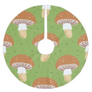 Jupon De Sapin En Polyester Brossé Champignons d'automne : motif sans couture verte.